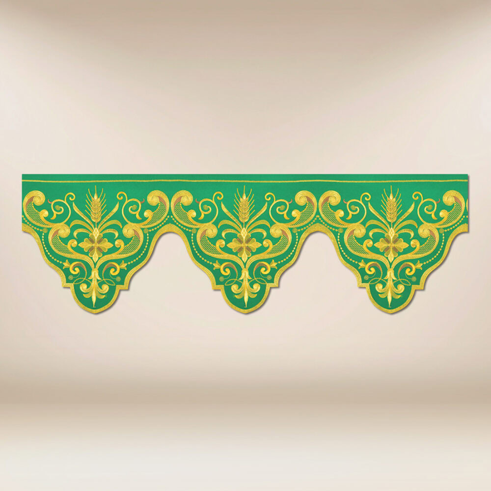 Tira de renda bordada verde 590cm