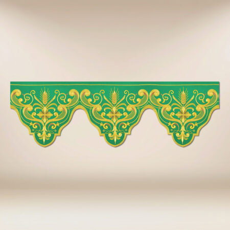 Tira de renda bordada verde 590cm