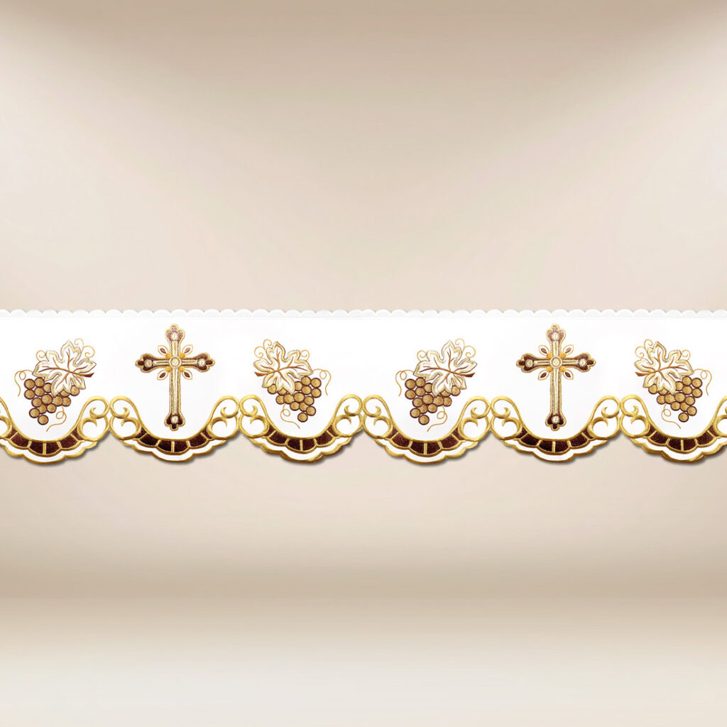 Tira de renda litúrgica com bordado dourado