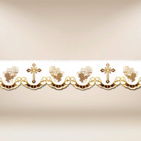 Tira de renda litúrgica com bordado dourado