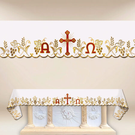 Toalha de altar litúrgica Alfa Omega até 650cm