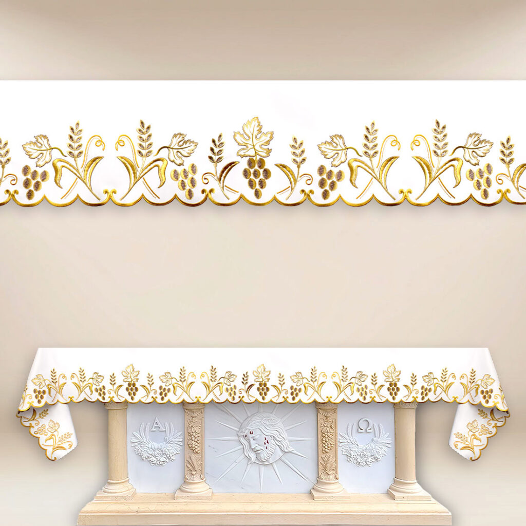 Toalha de altar bordada Alfa Omega