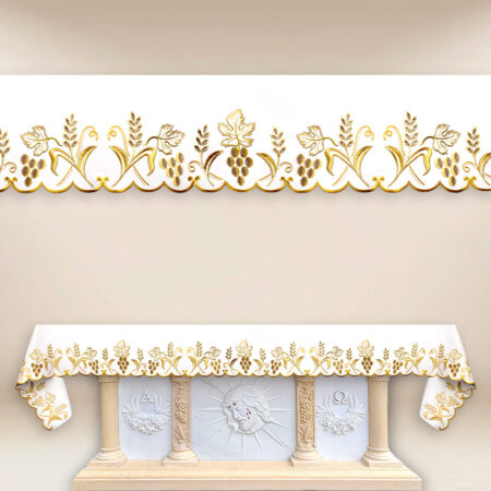 Toalha de altar bordada Alfa Omega