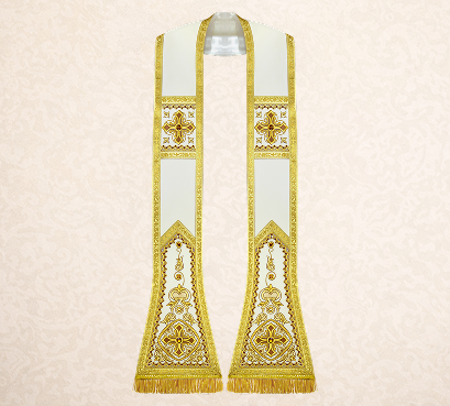 Estola romana bordada “Brillante-Bianco”