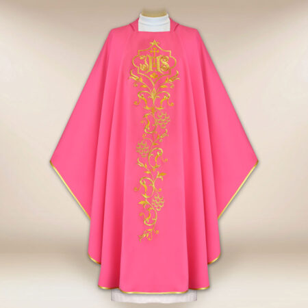 Casula litúrgica bordada rosa