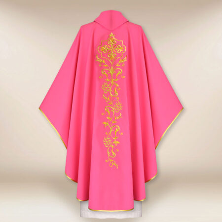 Casula litúrgica bordada rosa