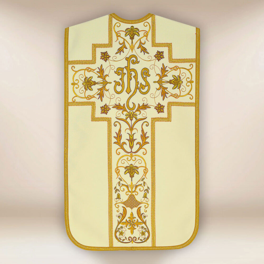 Casula bordada romana com IHS