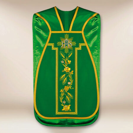 Casula bordada romana IHS verde