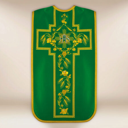 Casula bordada romana IHS verde