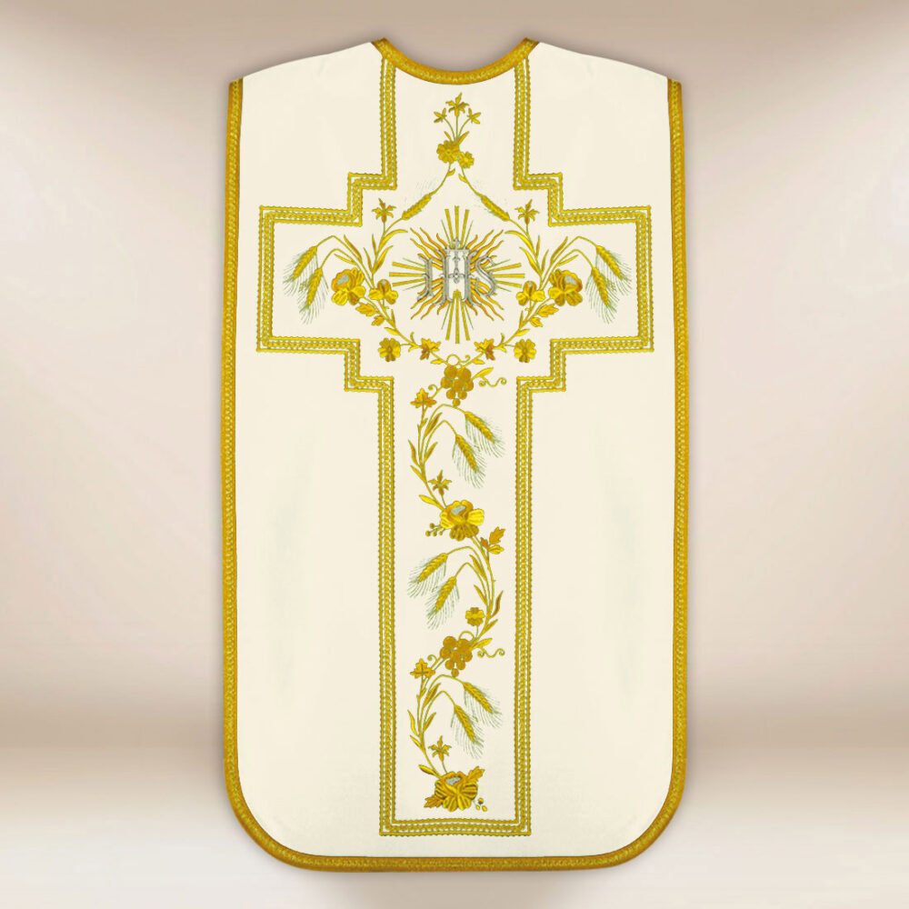 Casula bordada romana IHS ecru