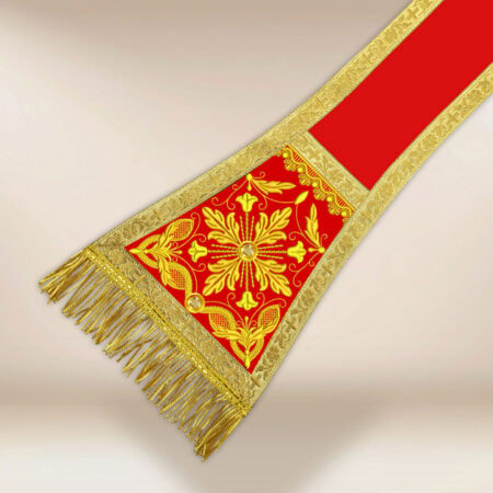 Manípulo litúrgico vermelho bordado