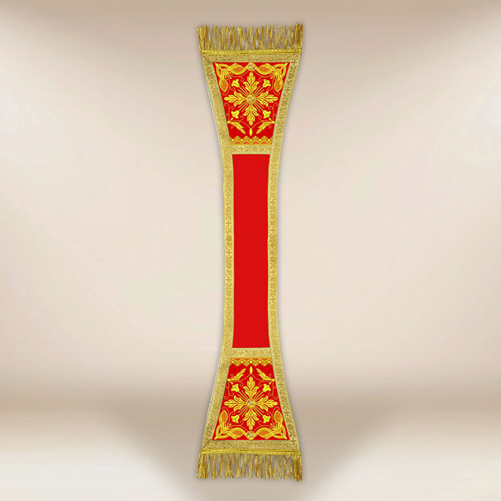 Manípulo litúrgico vermelho bordado
