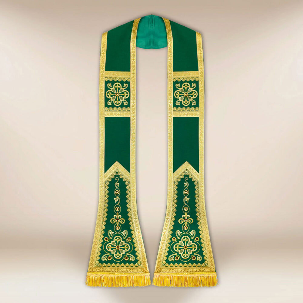 Estola romana verde bordada