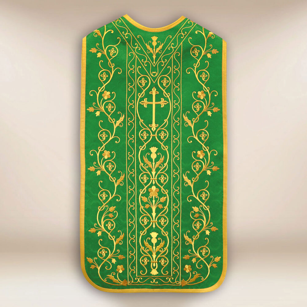 Casula romana bordada na cor verde