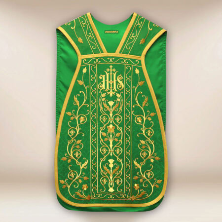 Casula romana bordada na cor verde