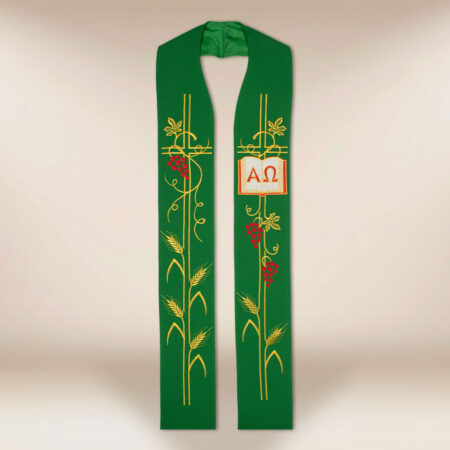Estola bordada Alfa Omega verde