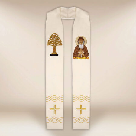 Estola bordada com a imagem de São Charbel
