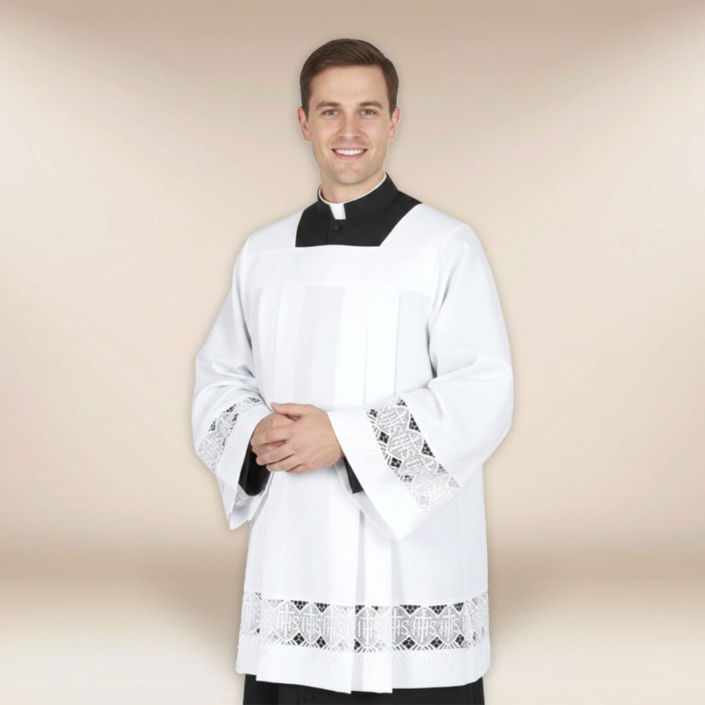 Sobrepeliz litúrgico com gipiura IHS 164cm