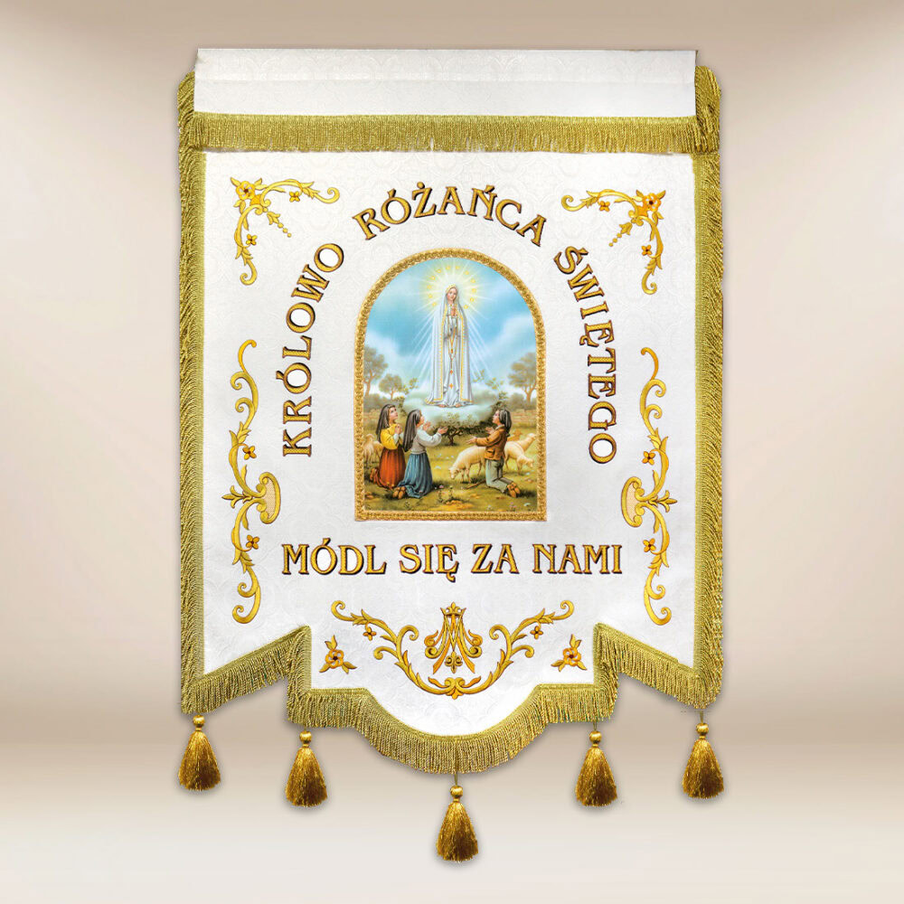 Bandeira bordada "Rainha do Rosário" com qualquer inscrição