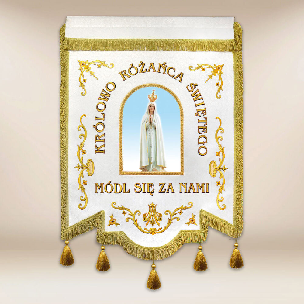 Bandeira bordada "Rainha do Rosário" com qualquer inscrição