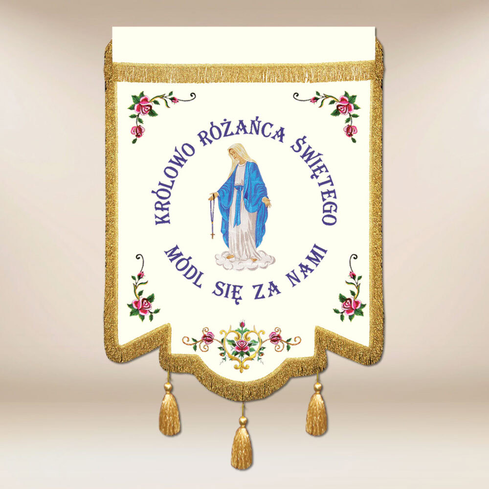 Bandeira bordada Rainha do Rosário