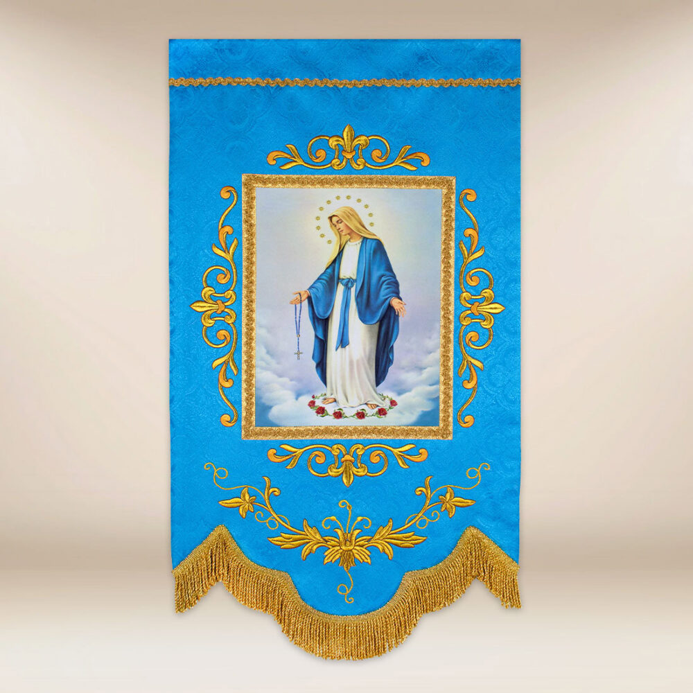 Mini bandeira com a imagem de Nossa Senhora do Rosário