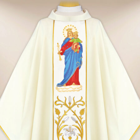 Casula bordada Mãe de Deus Auxiliadora dos Fiéis