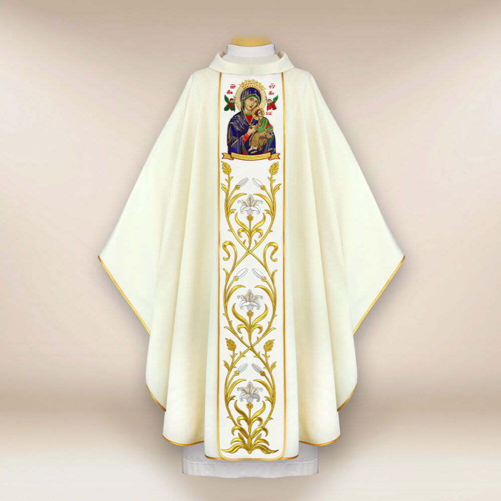 Casula bordada Mãe de Deus do Perpétuo Socorro