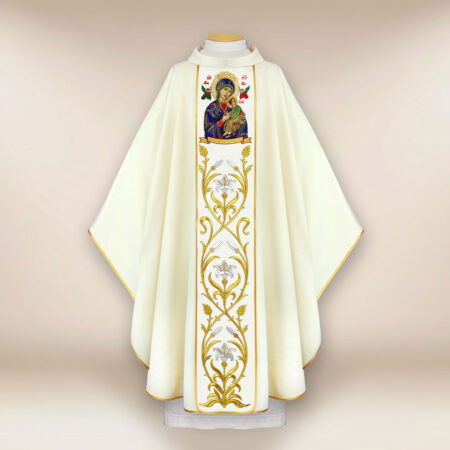 Casula bordada Mãe de Deus do Perpétuo Socorro