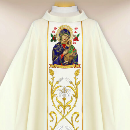 Casula bordada Mãe de Deus do Perpétuo Socorro