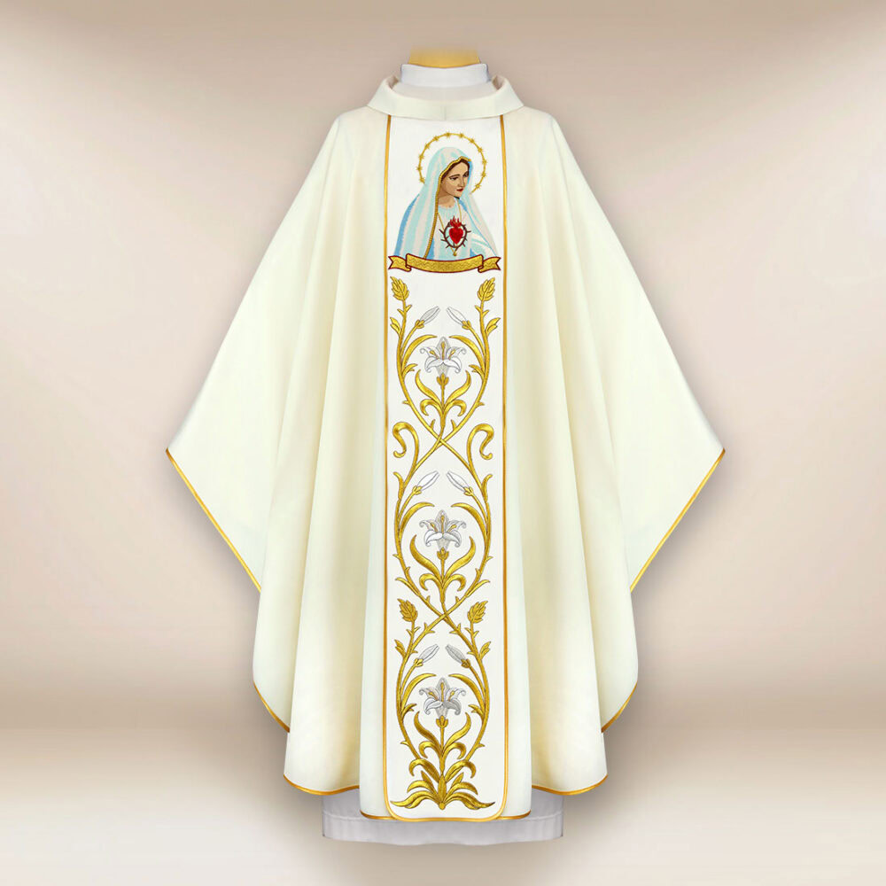 Casula bordada Mãe de Deus de Fátima