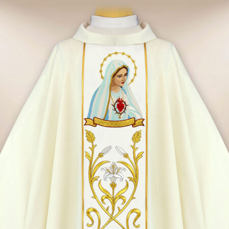Casula bordada Mãe de Deus de Fátima