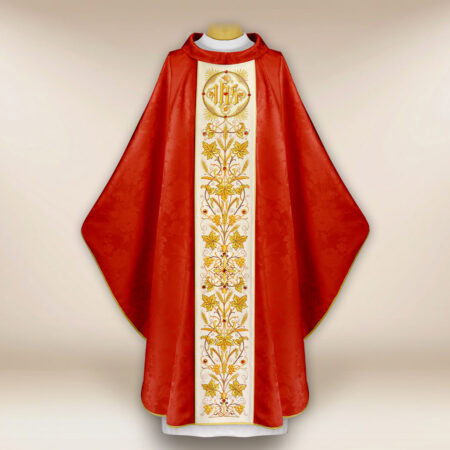 Casula bordada em jacquard vermelho