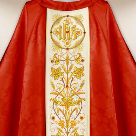Casula bordada em jacquard vermelho
