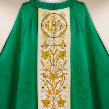 Casula bordada verde jacquard