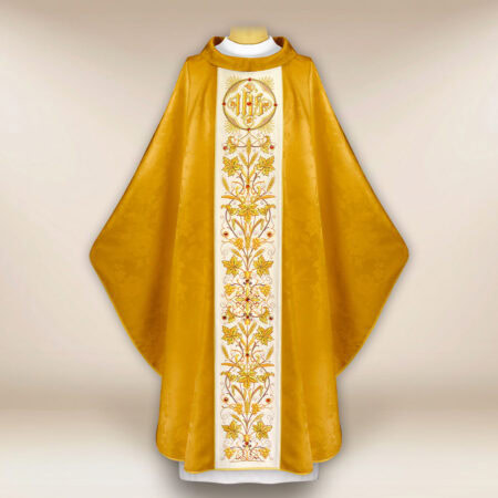 Casula bordada em jacquard dourado