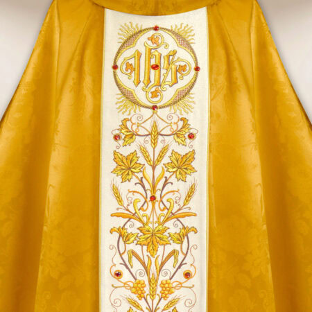 Casula bordada em jacquard dourado