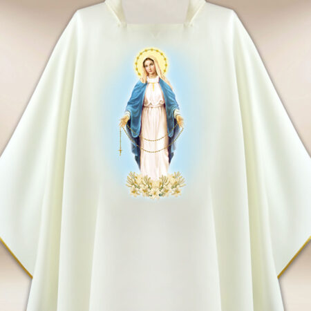 Casula com imagem da Mãe de Deus do Rosário