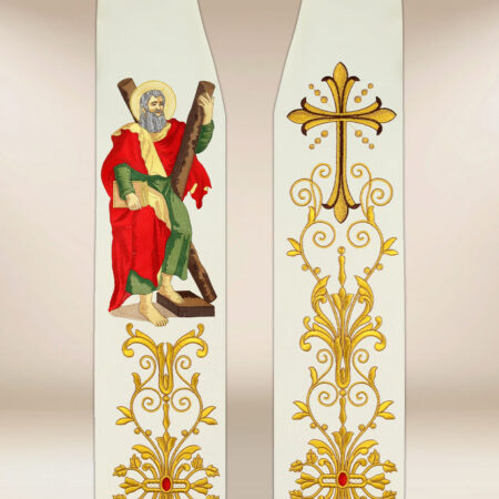 Estola bordada com a imagem de São André