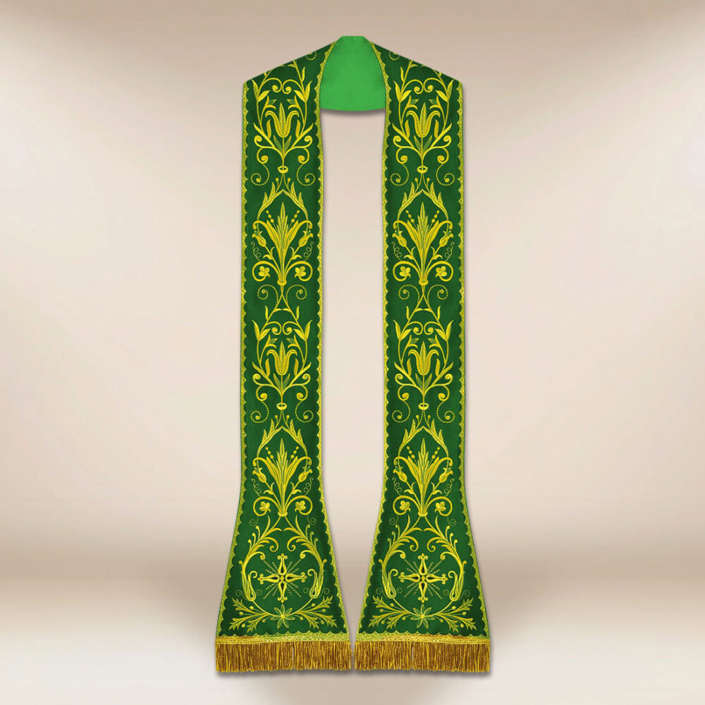 Estola bordada romana verde