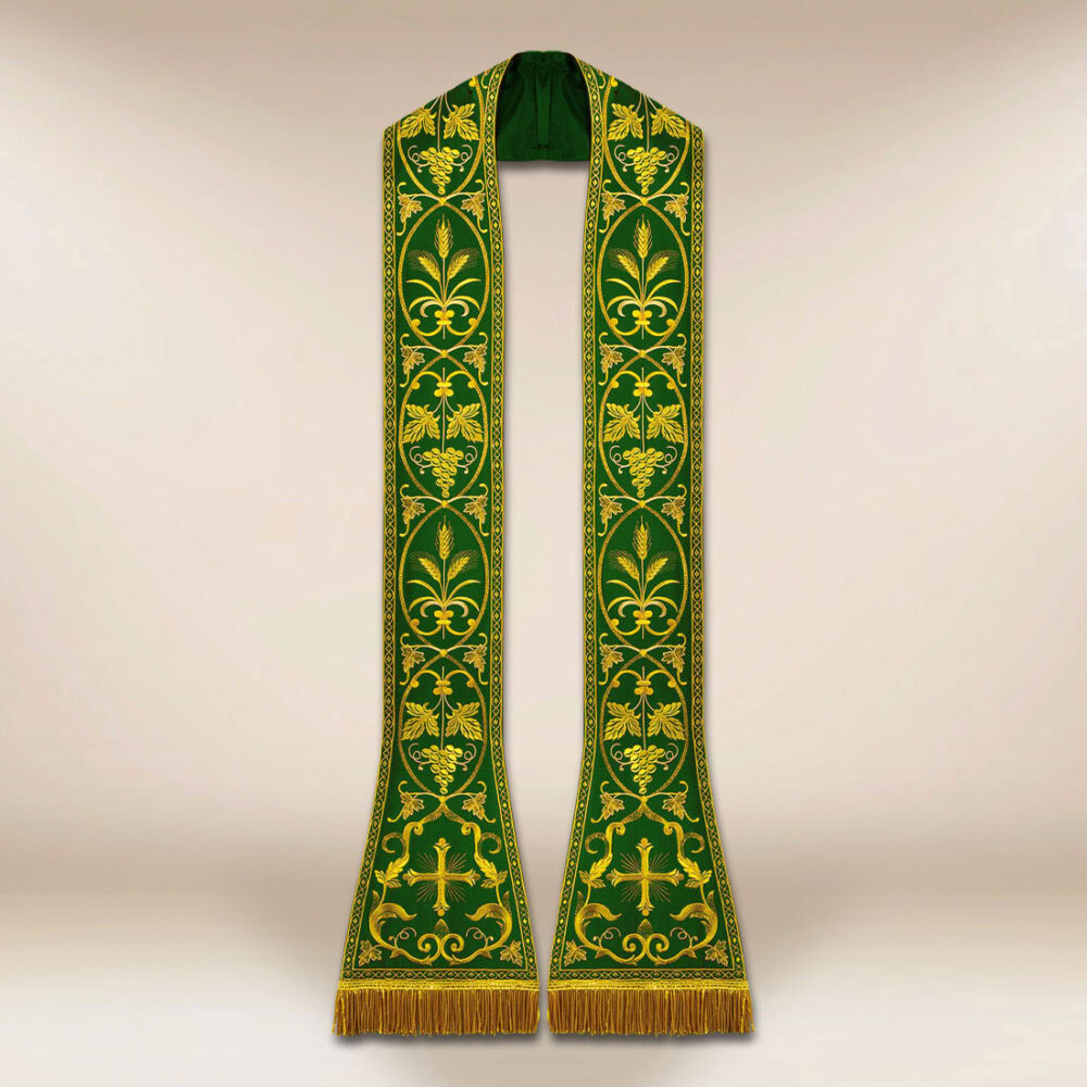 Estola litúrgica romana bordada verde