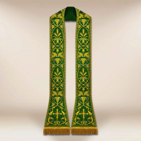 Estola litúrgica romana bordada verde
