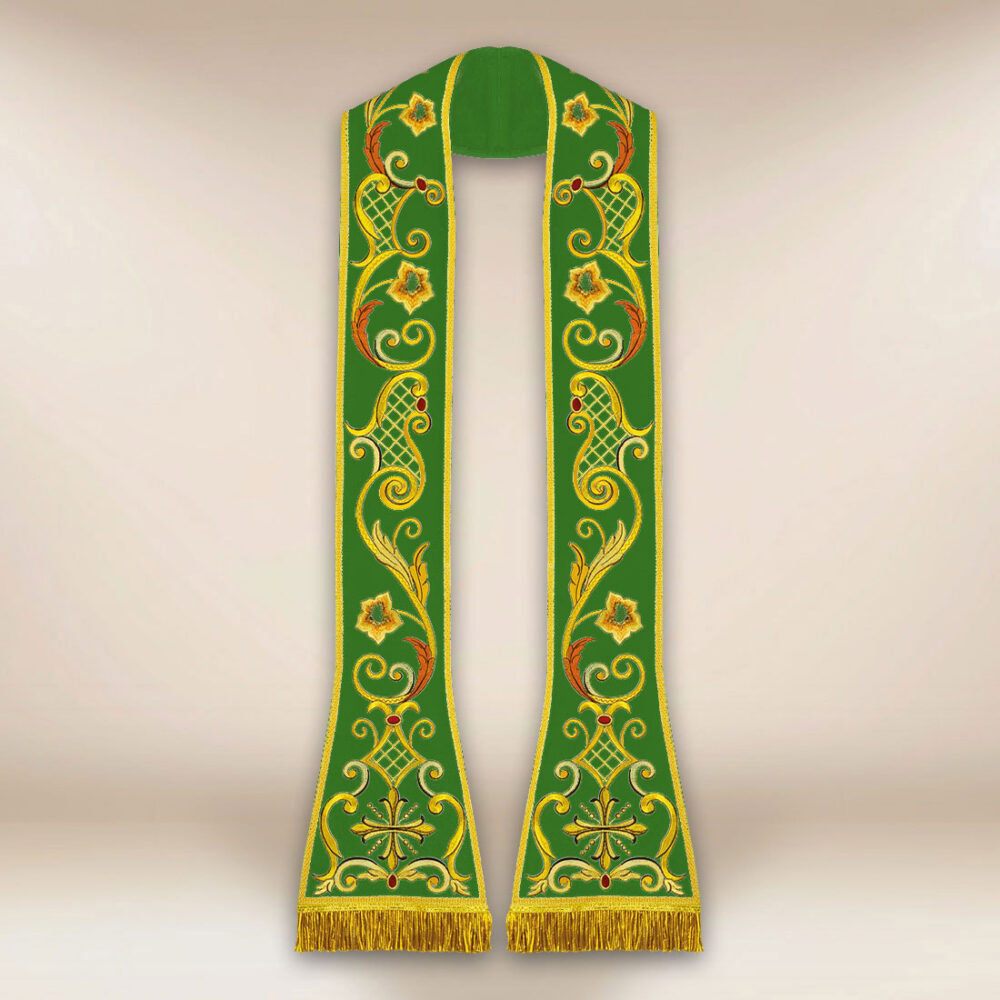 Estola bordada romana verde