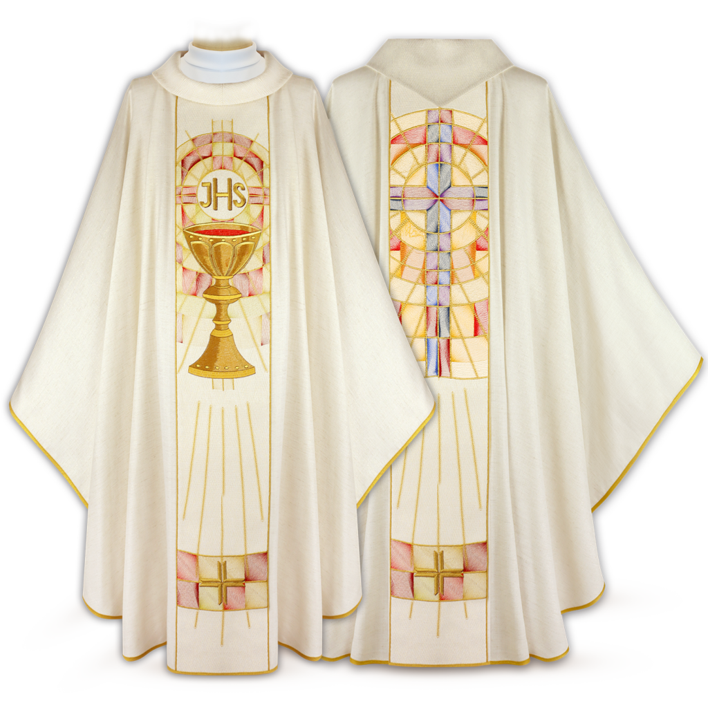 Casula bordada Jesus Misericordioso com imagem da Divina Misericórdia