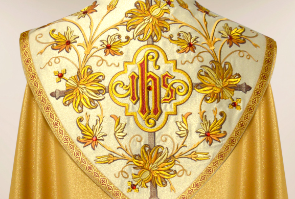 Gola decorada com bordado litúrgico da casula Classico Gold