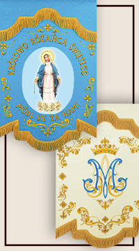 Cobre-lecionário estampado com imagem da Virgem Maria – têxtil litúrgico