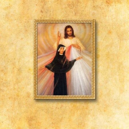Imagem em tecido "Jesus Misericordioso e São Faustina"