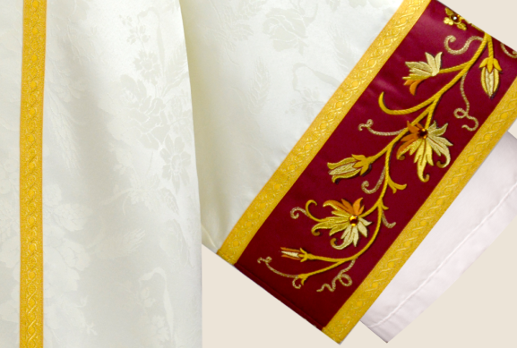 Manga branca da casula com acabamento dourado Classico Bianco