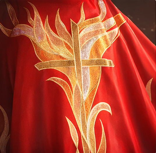 Casula sacerdotal bordada para Pentecostes e celebrações solenes