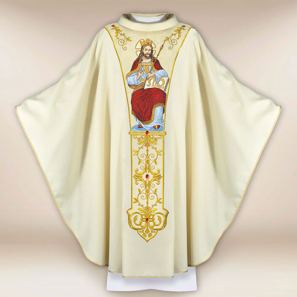 Casula litúrgica com Cristo Rei